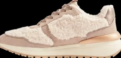 New beżowe ciepłe sneakersy damskie z futerkiem Damskie Sportowe