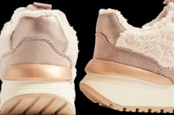 New beżowe ciepłe sneakersy damskie z futerkiem Damskie Sportowe
