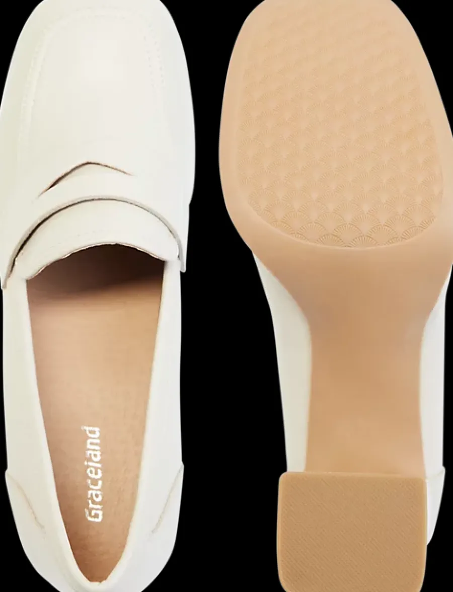 New beżowe czółenka damskie na stabilnym obcasie Damskie Czółenka