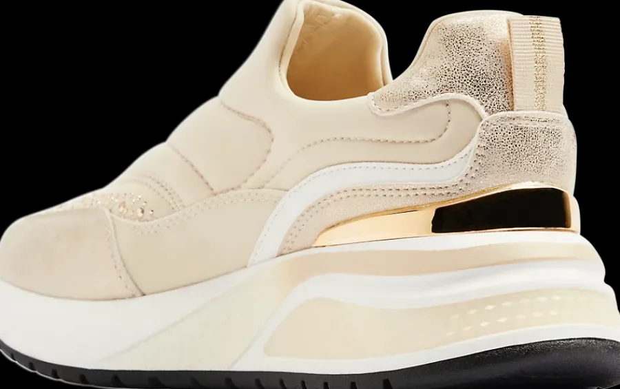 Discount beżowe sneakersy damskie ozdobione kryształkami Damskie Sportowe