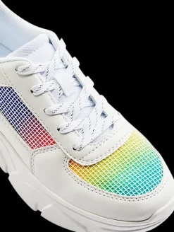 New białe sneakersy damskie z kolorową wstawką Damskie Sportowe