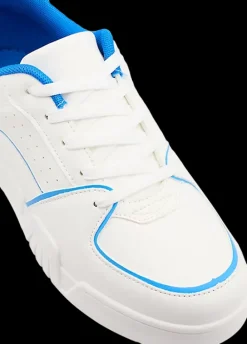 Online białe sneakersy damskie z niebieskimi akcentami Damskie Sportowe