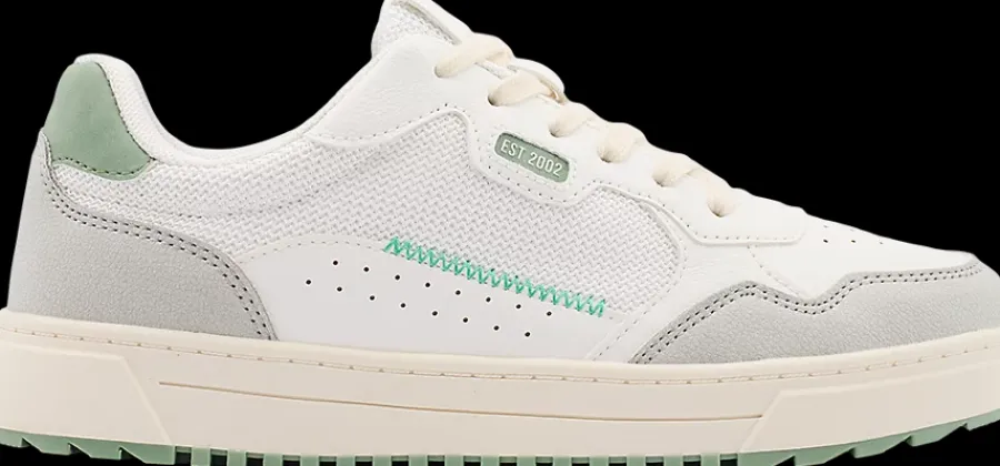 Sale białe sneakersy damskie z zielonymi akcentami Damskie Sportowe