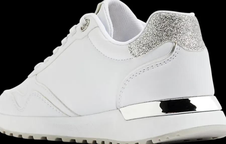Clearance białe sneakersy damskie ze srebrnymi elementami Damskie Sportowe