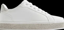Outlet białe sneakersy dziewczęce na błyszczącej podeszwie Dzieci Sportowe|Do Szkoły