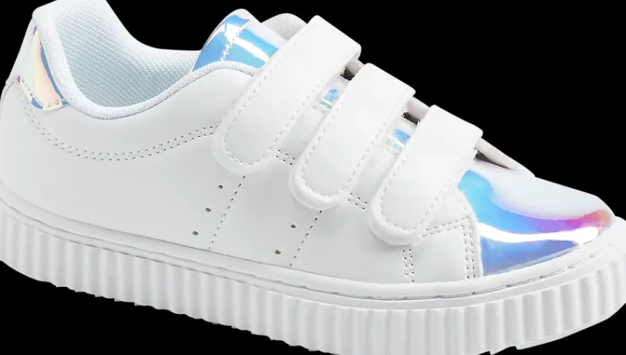 Discount białe sneakersy dziewczęce z efektem hologramu Dzieci Sportowe|Półbuty