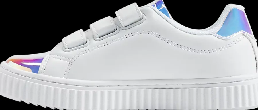 Discount białe sneakersy dziewczęce z efektem hologramu Dzieci Sportowe|Półbuty