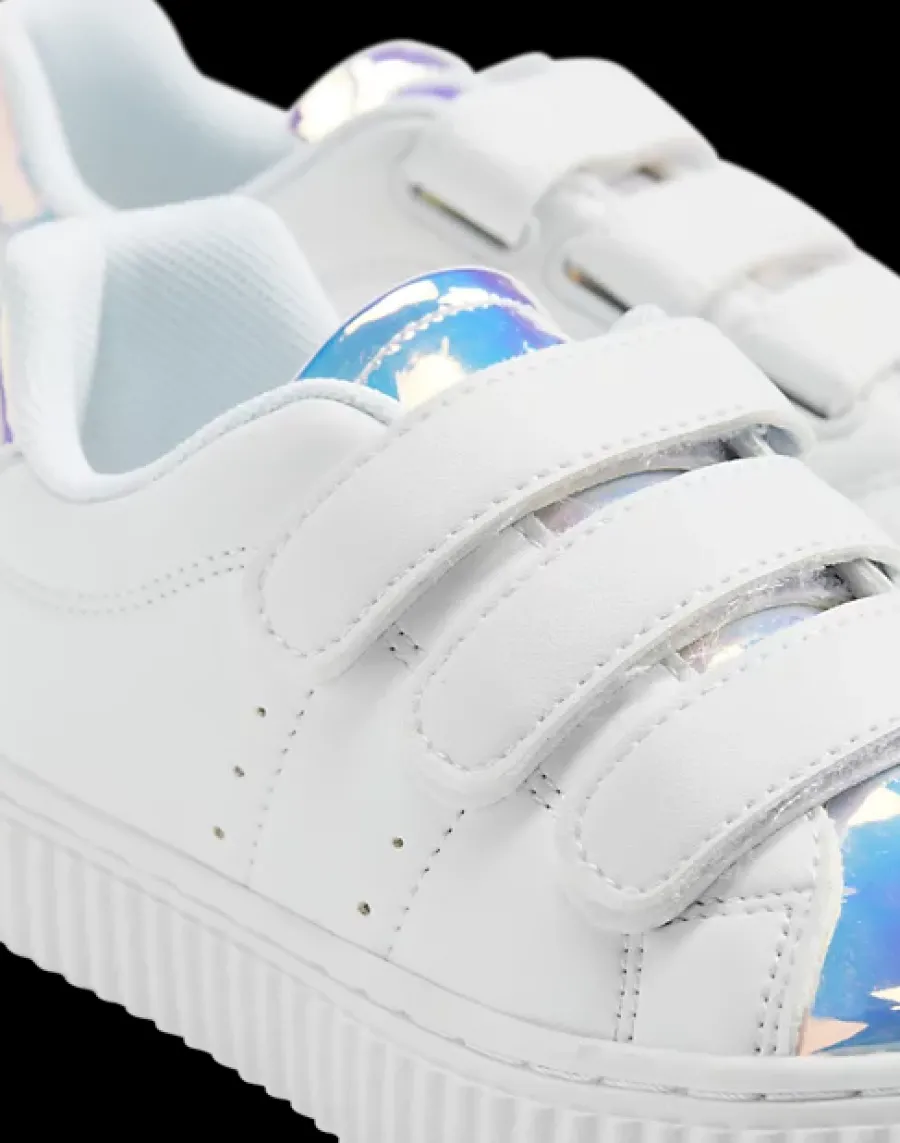 Discount białe sneakersy dziewczęce z efektem hologramu Dzieci Sportowe|Półbuty