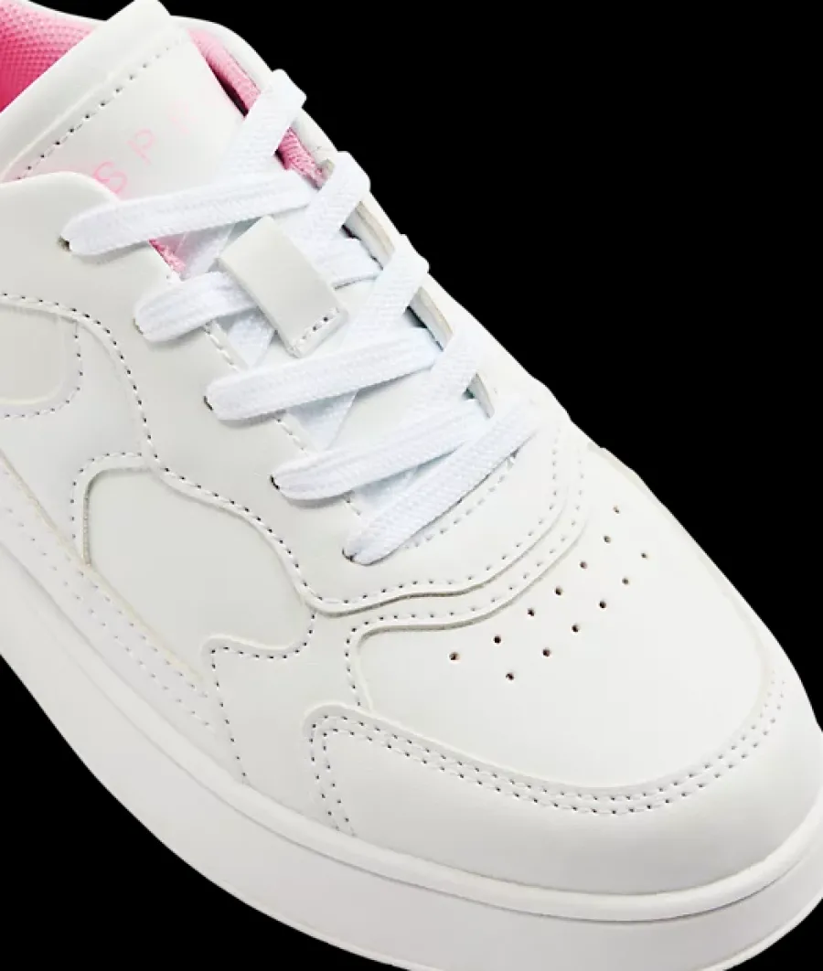 białe sneakersy dziewczęce z różowym środkiem Dzieci Sportowe