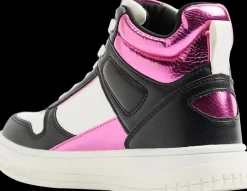 Online biało-czarno-różowe wysokie sneakersy dziewczęce Dzieci Sportowe