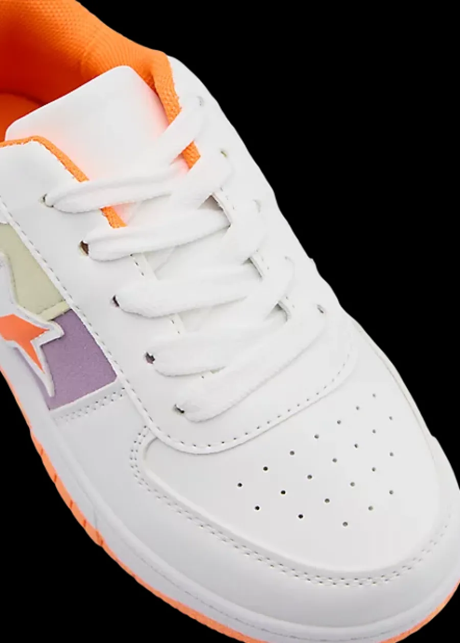 Sale biało-pomarańczowe sneakersy dziewczęce Dzieci Sportowe