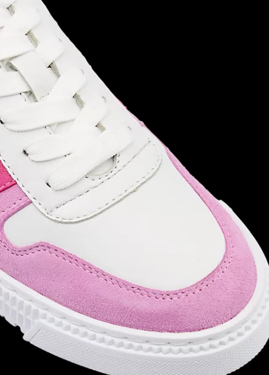 Best biało-różowe skórzane sneakersy damskie Damskie Sportowe