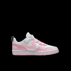 Sale biało-różowe sneakersy dziewczęce Court Borough Low Dzieci Sportowe