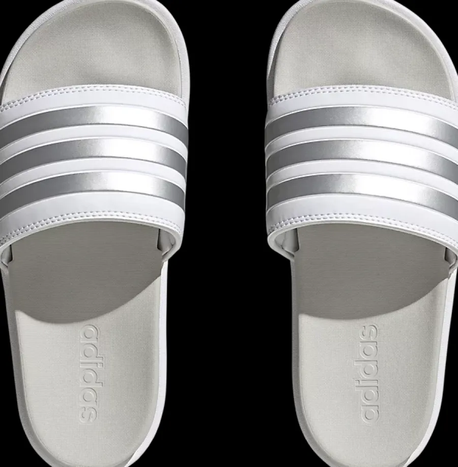 New biało-srebrne klapki damskie Adilette Platform Damskie Klapki|Klapki