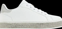 Online biało-srebrne sneakersy dziewczęce Dzieci Sportowe|Do Szkoły