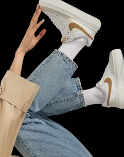 Clearance biało-złote sneakersy damskie Court Vision Alta Damskie Sportowe|Casual