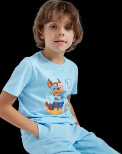 Online błękitny tshirt dziecięcy z bawełny Dzieci Odzież