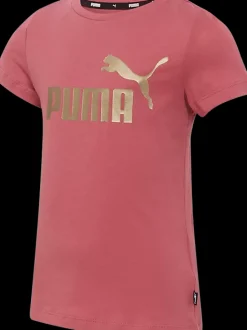 New ciemno tshirt dziewczęcy ze złotym logo Dzieci Odzież