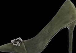 Sale ciemnozielone szpilki damskie z metalowym zdobieniem Damskie Czółenka