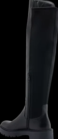 Sale czarne skórzane muszkieterki damskie Damskie Kozaki