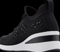 Clearance czarne sneakersy damskie na koturnie Damskie Sportowe