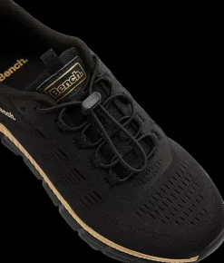Discount czarne sneakersy damskie ze złotymi akcentami Damskie Sportowe