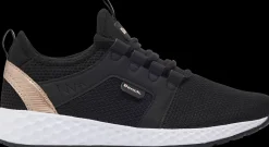 Sale czarne sneakersy damskie ze złotymi akcentami Damskie Sportowe