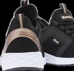 Sale czarne sneakersy damskie ze złotymi akcentami Damskie Sportowe