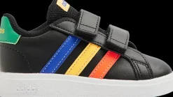 Best czarne sneakersy dziecięce GRAND COURT 2.0 z kolorowymi paskami Dzieci Sportowe|Dla Maluszków
