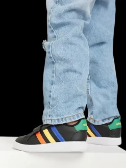 Best czarne sneakersy dziecięce GRAND COURT 2.0 z kolorowymi paskami Dzieci Sportowe|Dla Maluszków