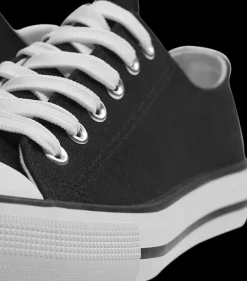 Outlet czarne tenisówki damskie z białymi sznurówkami Damskie Sportowe|Trampki