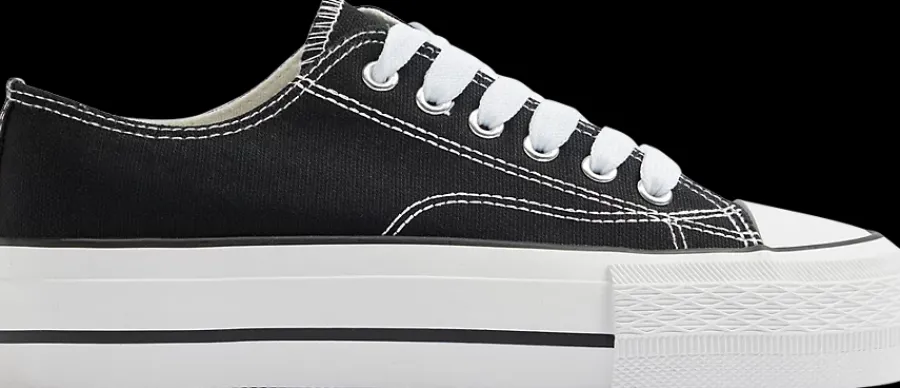 Clearance czarne tenisówki damskie na białej grubej podeszwie Damskie Sportowe|Trampki