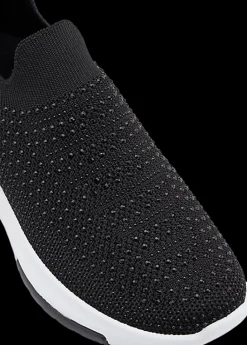 Sale czarne wsuwane sneakersy damskie wysadzane kryształkami Damskie Sportowe