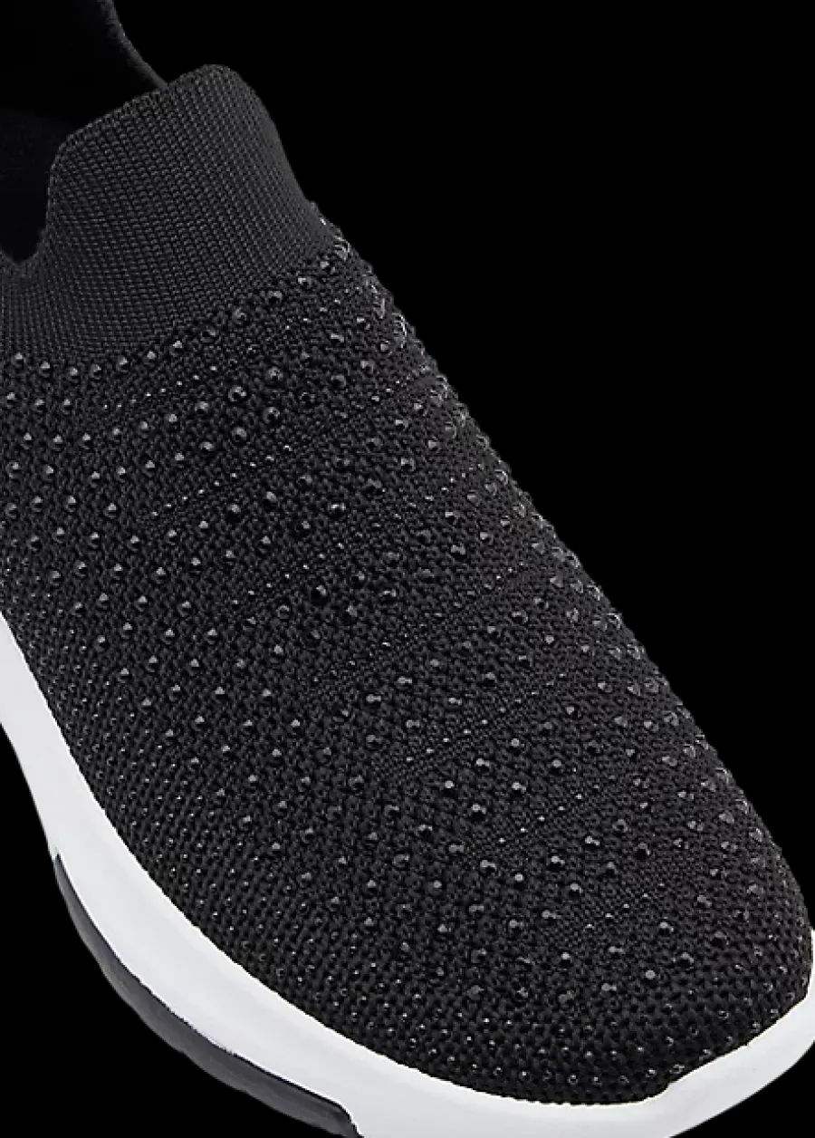 Sale czarne wsuwane sneakersy damskie wysadzane kryształkami Damskie Sportowe