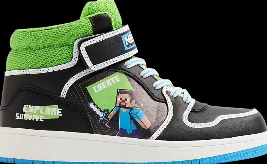 Discount czarno-zielone wysokie sneakersy chłopięce Dzieci Sportowe