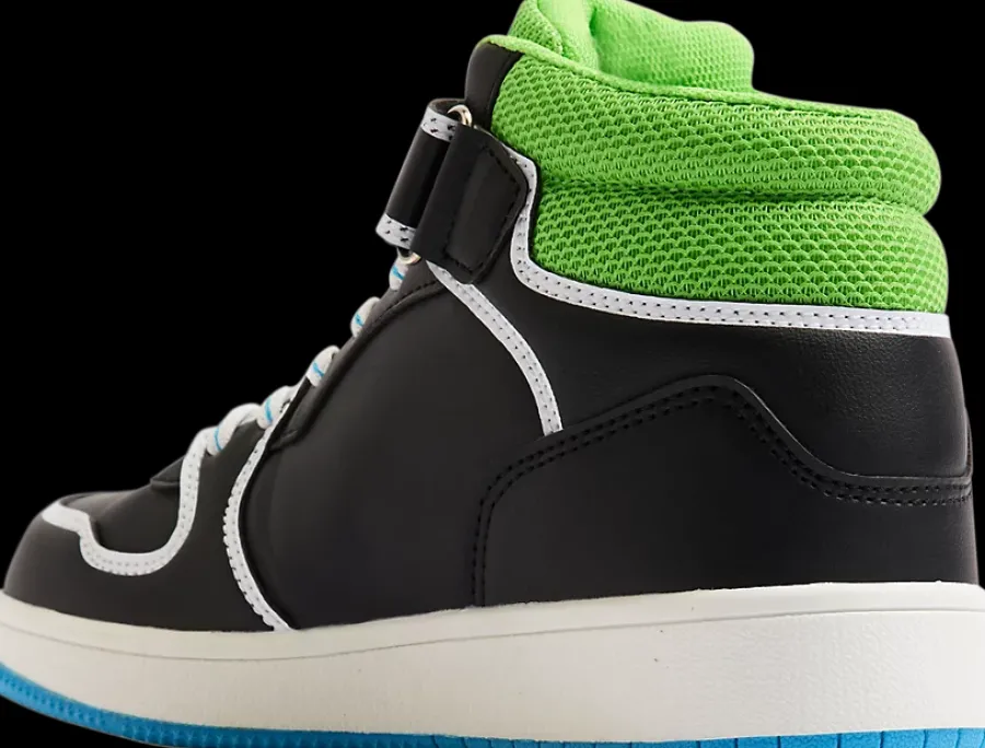 Discount czarno-zielone wysokie sneakersy chłopięce Dzieci Sportowe