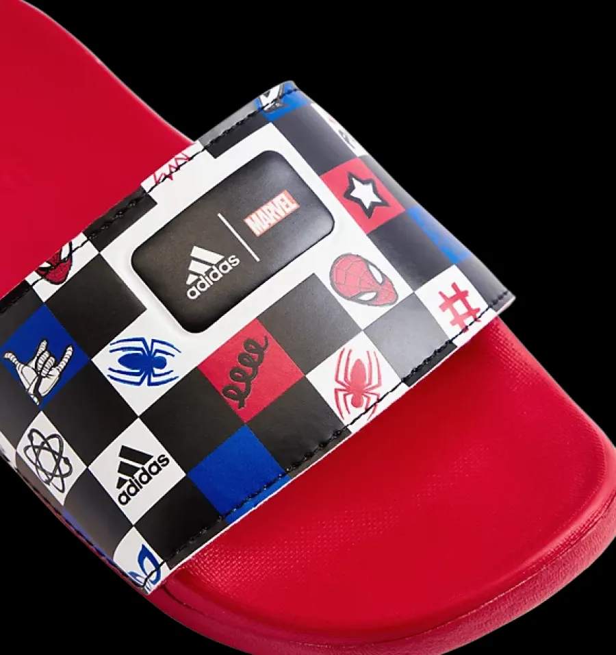 Discount czerwono-granatowe klapki dziecięce ADILETTE COMFORT SPIDERMAN Dzieci Klapki