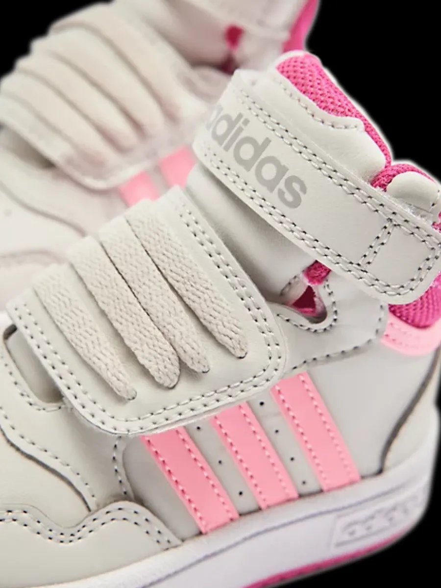 Online jasnoszaro-różowe sneakersy dziewczęce HOOPS MID 3.0 Dzieci Sportowe|Trampki Wysokie