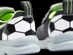Online lekkie szaro-czarne sneakersy chłopięce w stylu piłkarskim Dzieci Sportowe