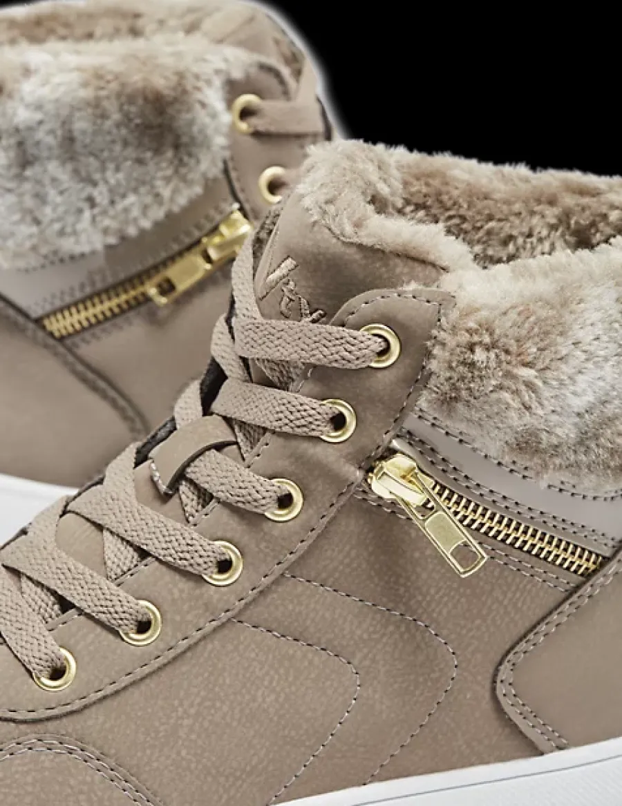 Discount szarobrązowe ocieplane sneakersy damskie Damskie Sportowe