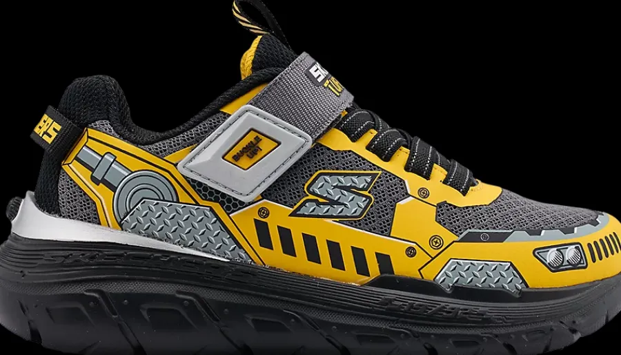 Outlet szaro-żółto-czarne sneakersy dziecięce Skech Tracks Dzieci Sportowe