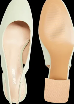 Outlet zielone czółenka damskie z odkrytą piętą Damskie Czółenka